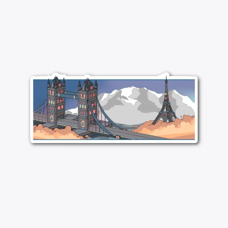 London, Paris, Alps Adventure Sticker